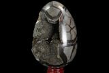Septarian Dragon Egg Geode - Black Crystals #98876-3